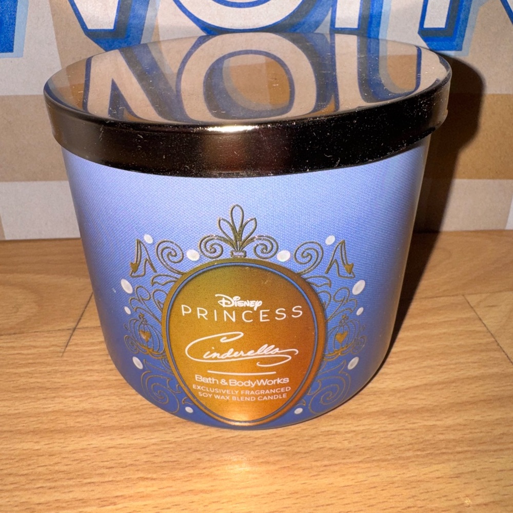 Disney Princess Cinderella Blue and Gold Candle